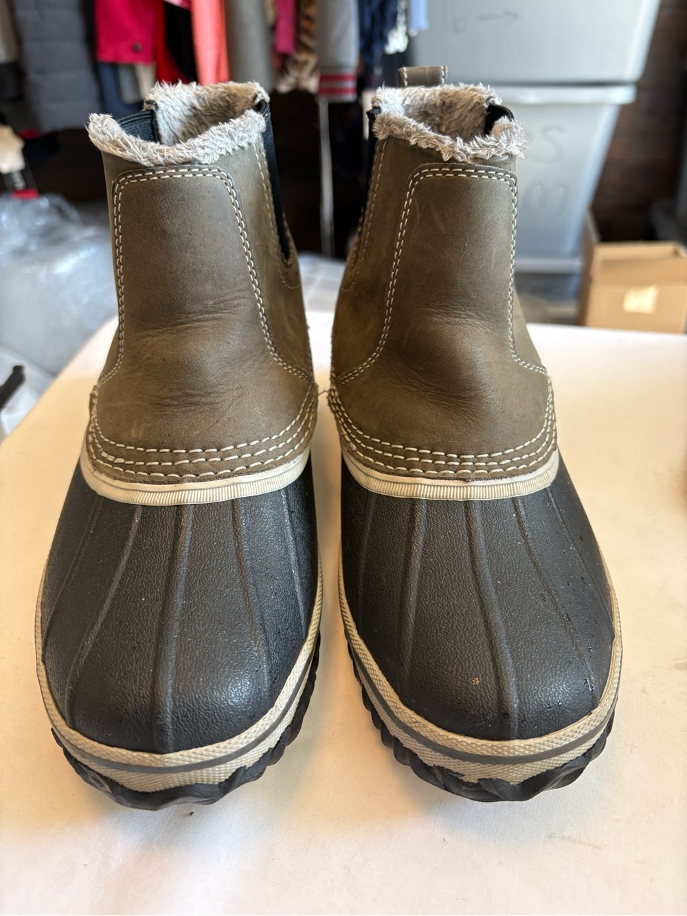 Eddie Bauer Tan and Black Women’s Waterproof Winter Duck Boots